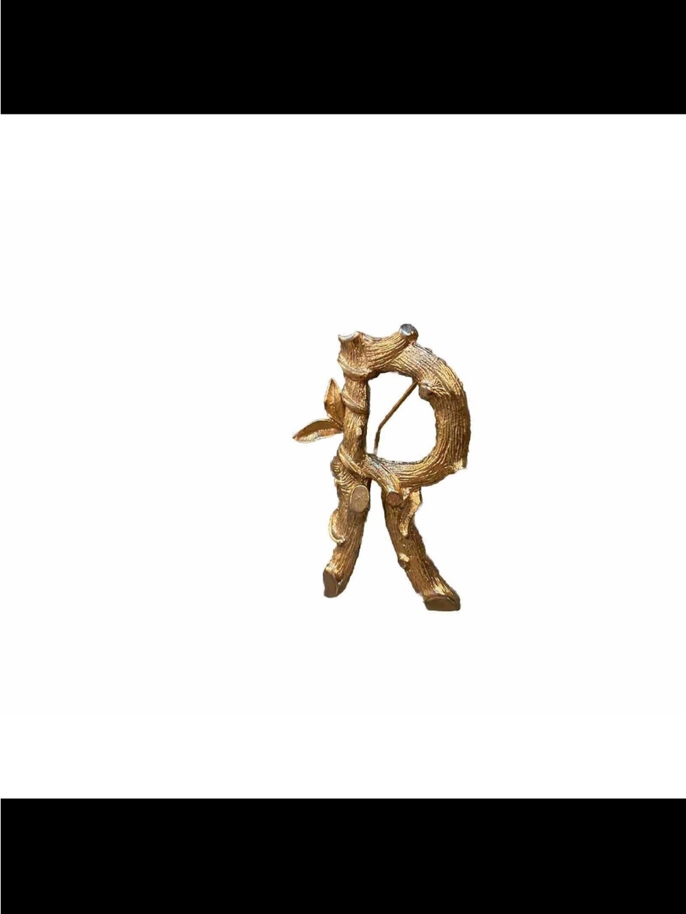 Sarah Coventry Gold Tone Twig Letter R Pin Brooch